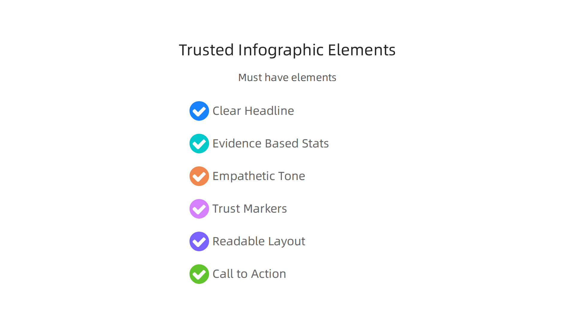 A high-trust mental health infographic includes a clear headline, evidence-based stats, empathetic tone, trust markers, readable layout, and a strong call to action.