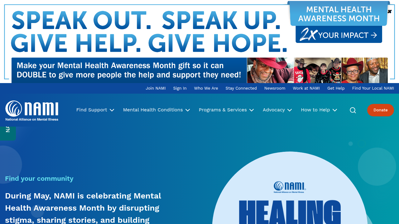 The official website for the National Alliance on Mental Illness, providing education and advocacy for people affected by mental illness.