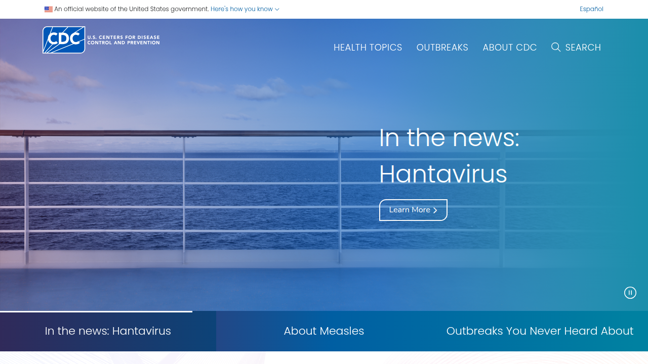 The Centers for Disease Control and Prevention website, offering data and guidelines on public health issues, including mental health.