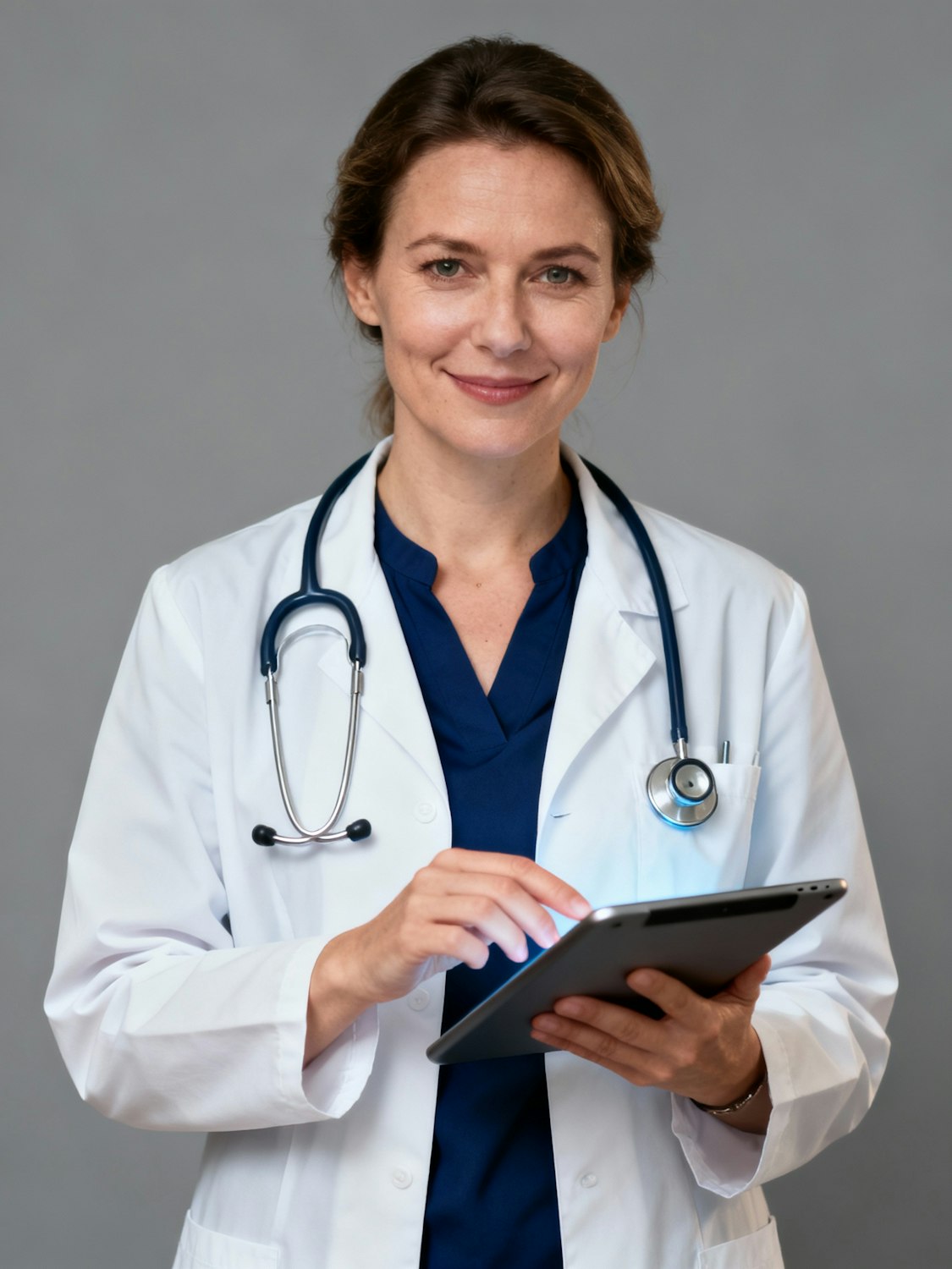 A person accesses their patient portal on a tablet, engaging with their health information and care team remotely.