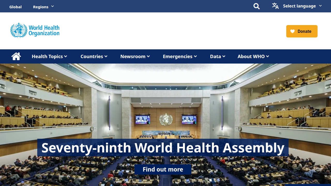 The official homepage of the World Health Organization, a global authority on public health, including mental health.