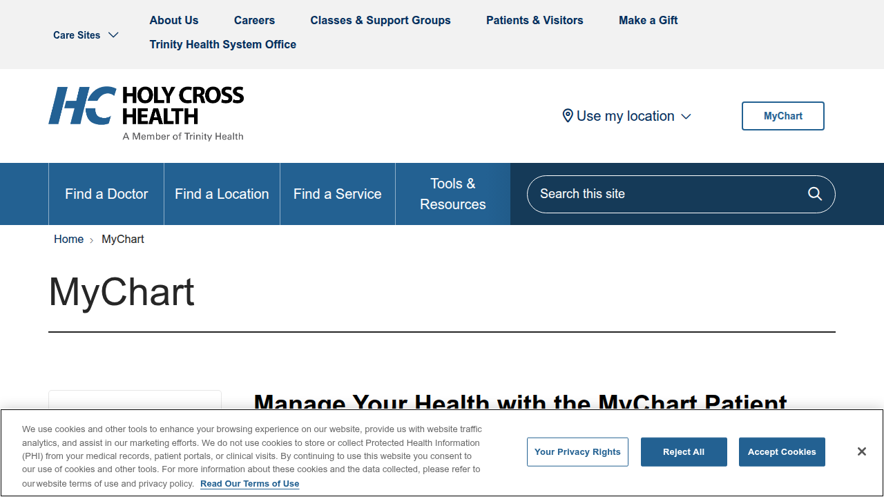 Another example of a MyChart patient portal, emphasizing widespread use of secure platforms.