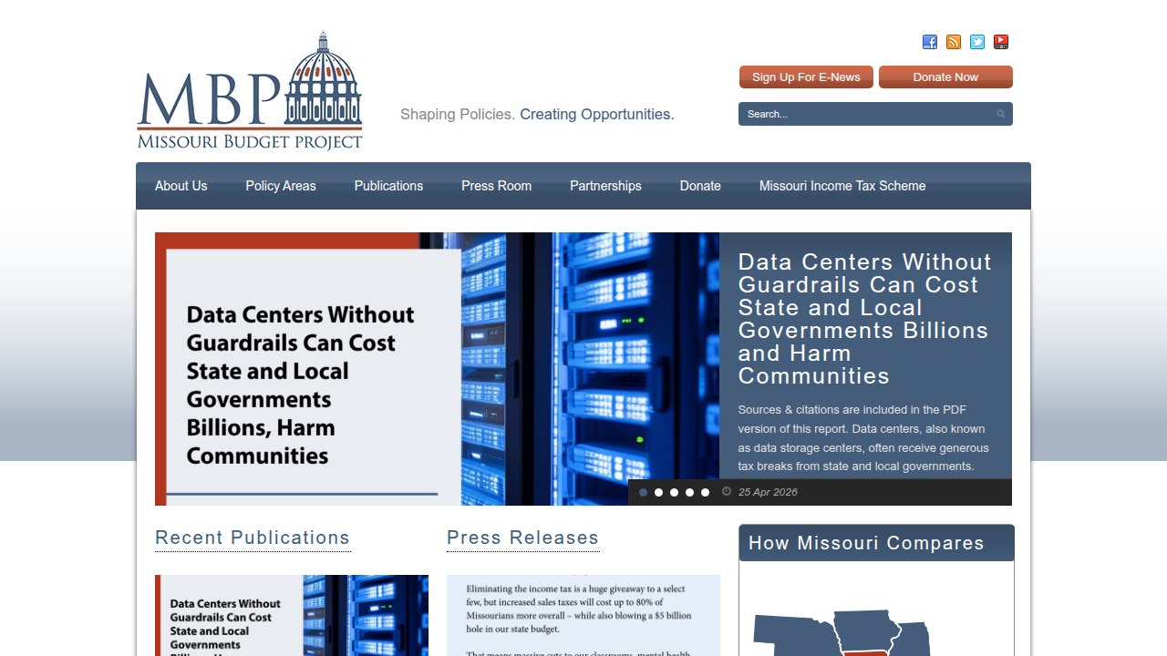 The Missouri Budget Project website, a valuable source for information on state-funded programs like Medicaid.