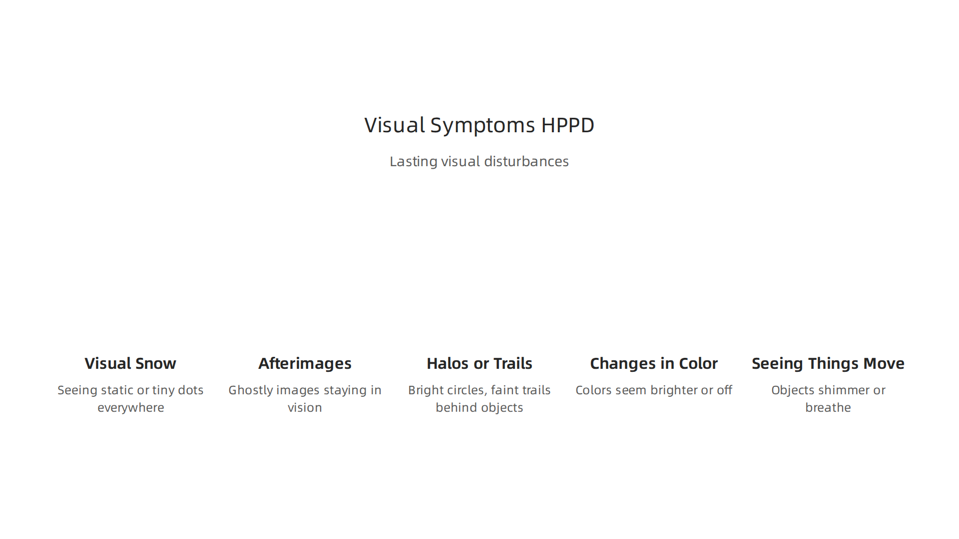 HPPD manifests as lasting visual disturbances, distinct from active drug use or withdrawal.