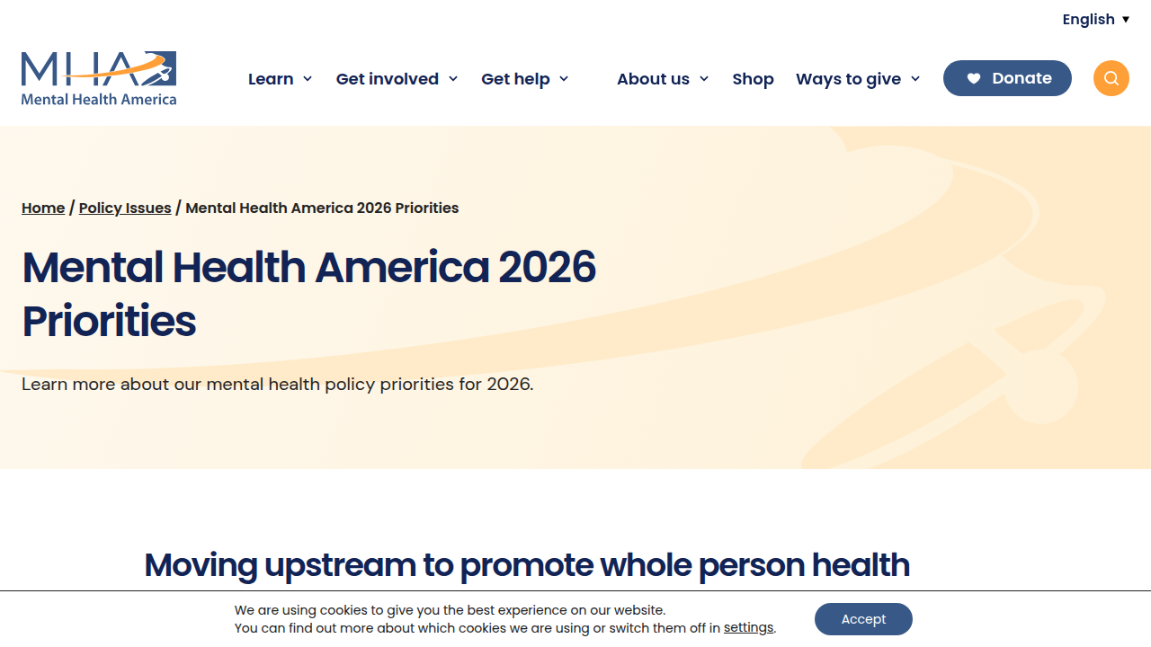 Learn about Mental Health America's policy priorities for promoting mental health equity.