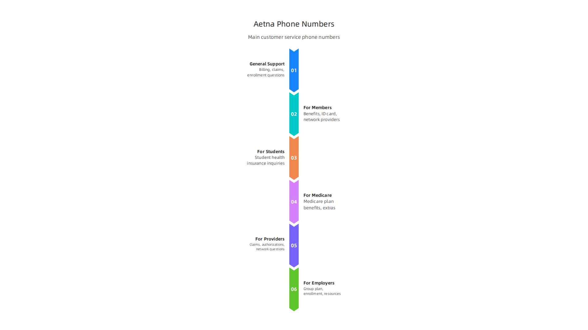Quick guide to Aetna's main customer service phone numbers, categorized by member type for efficient support.