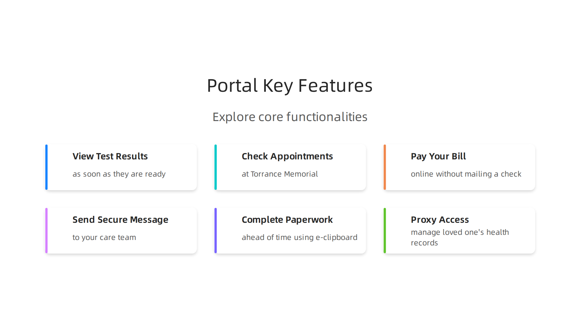 Explore the core functionalities of the MyTorranceMemorial patient portal designed to simplify your health management.