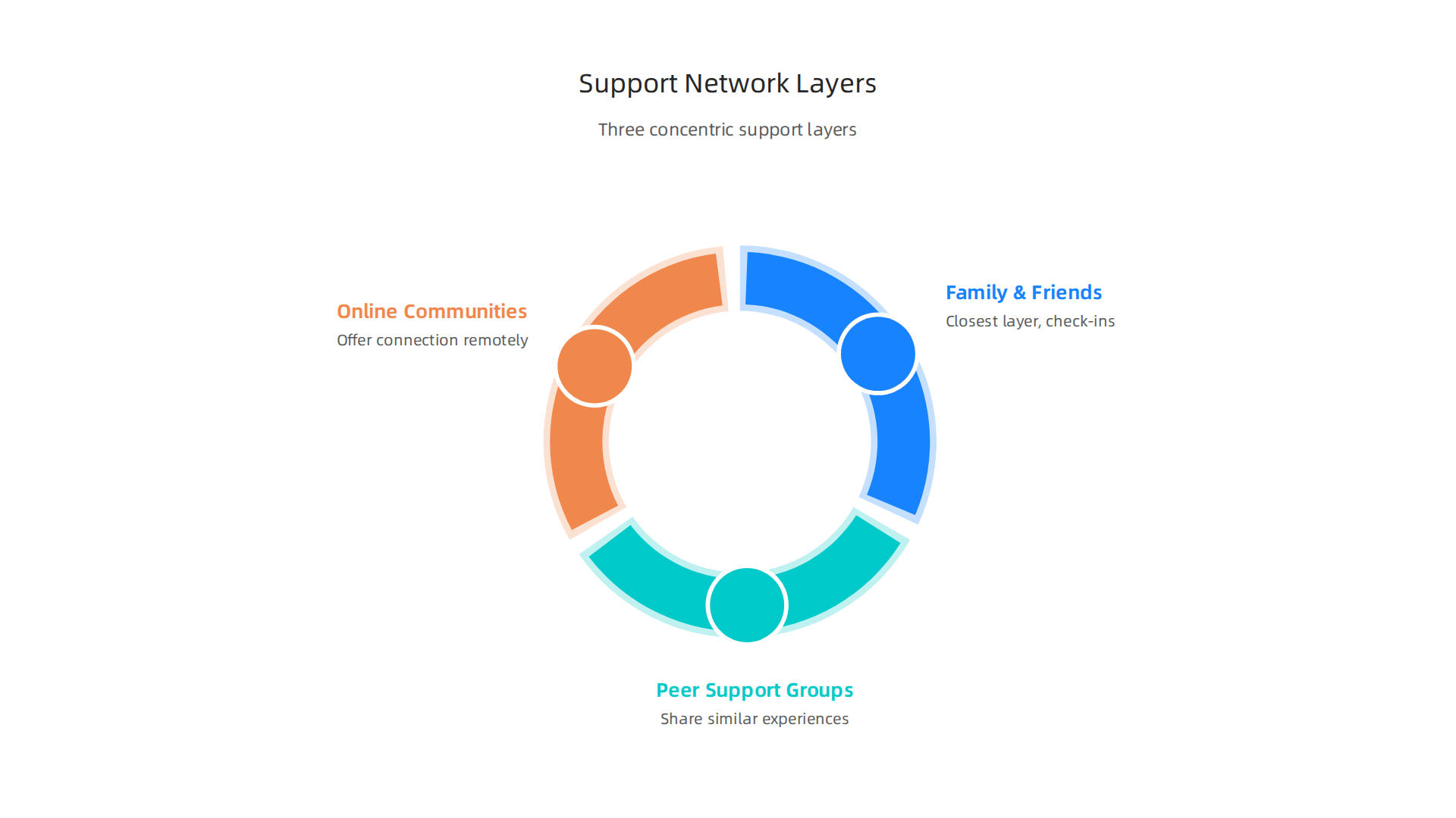 Visual representation of a multi-layered personal mental health support network.