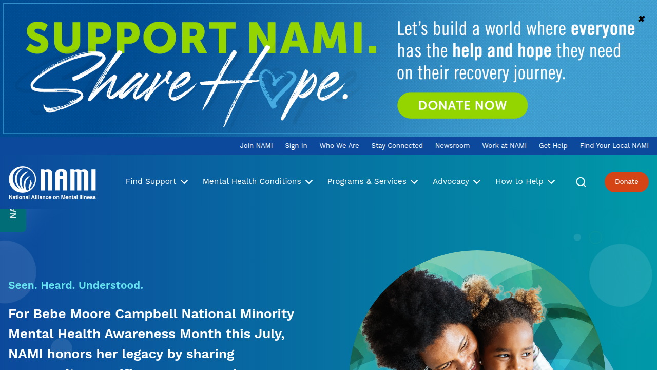 The official website for NAMI (National Alliance on Mental Illness), a key resource for peer support groups.